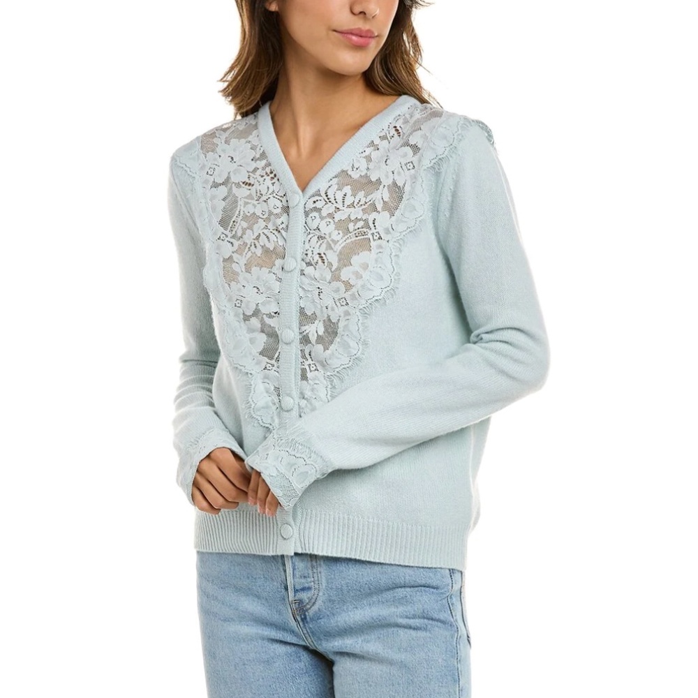 Loveshackfancy Lace Lover Brandie Wool-Blend Cardigan XS (relaxed and ☁️SOFT☁️)